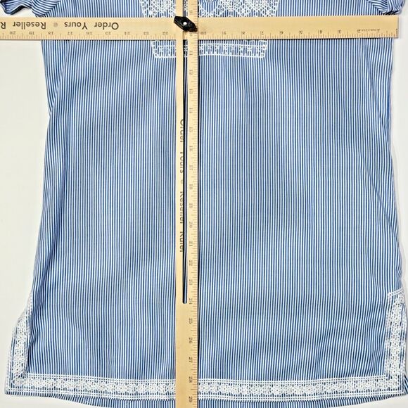 J. McLaughlin Blue Striped Lace Trim Blouse Tunic 3/4 Sleeve Women's Size S (A1) - Picture 16 of 16